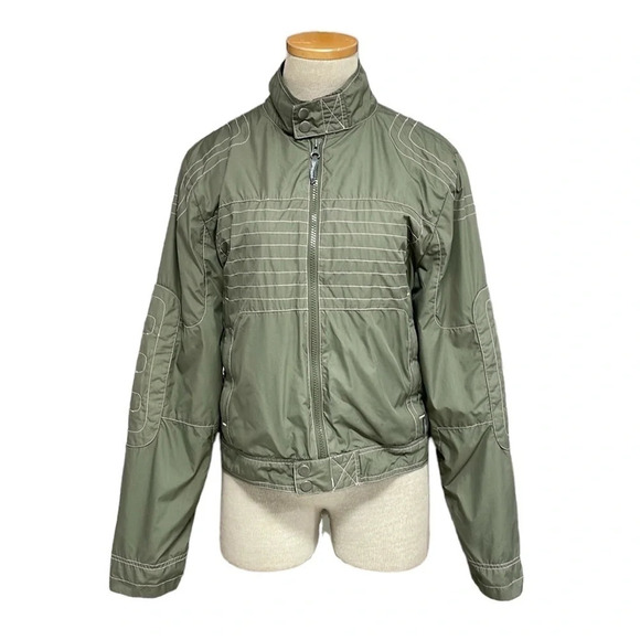 Spiewak Jacket Womens Medium Green with Pink Stitching Full Zip Lightweight - Picture 1 of 17